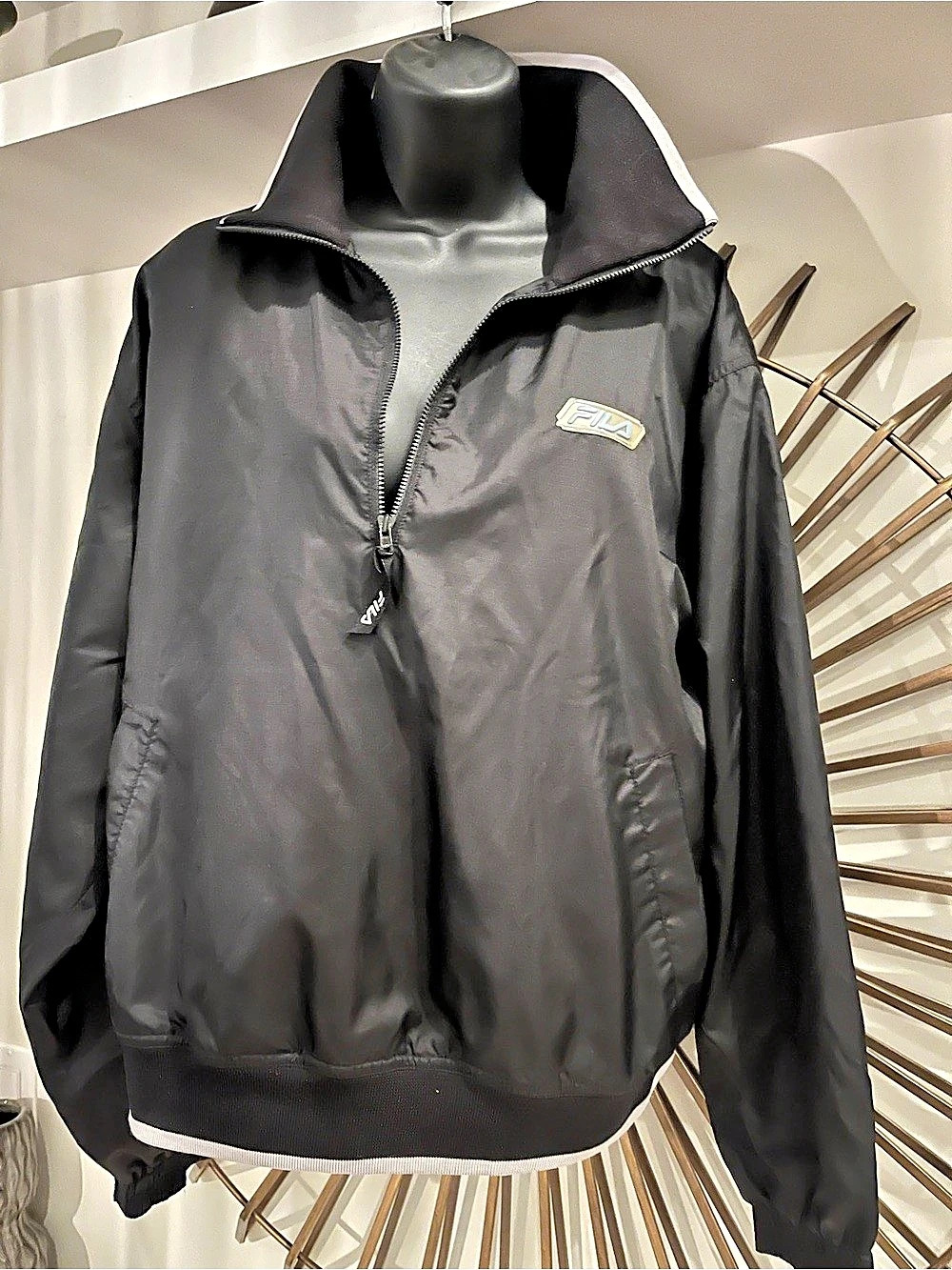 Fila Black Nylon Windbreaker Size Large